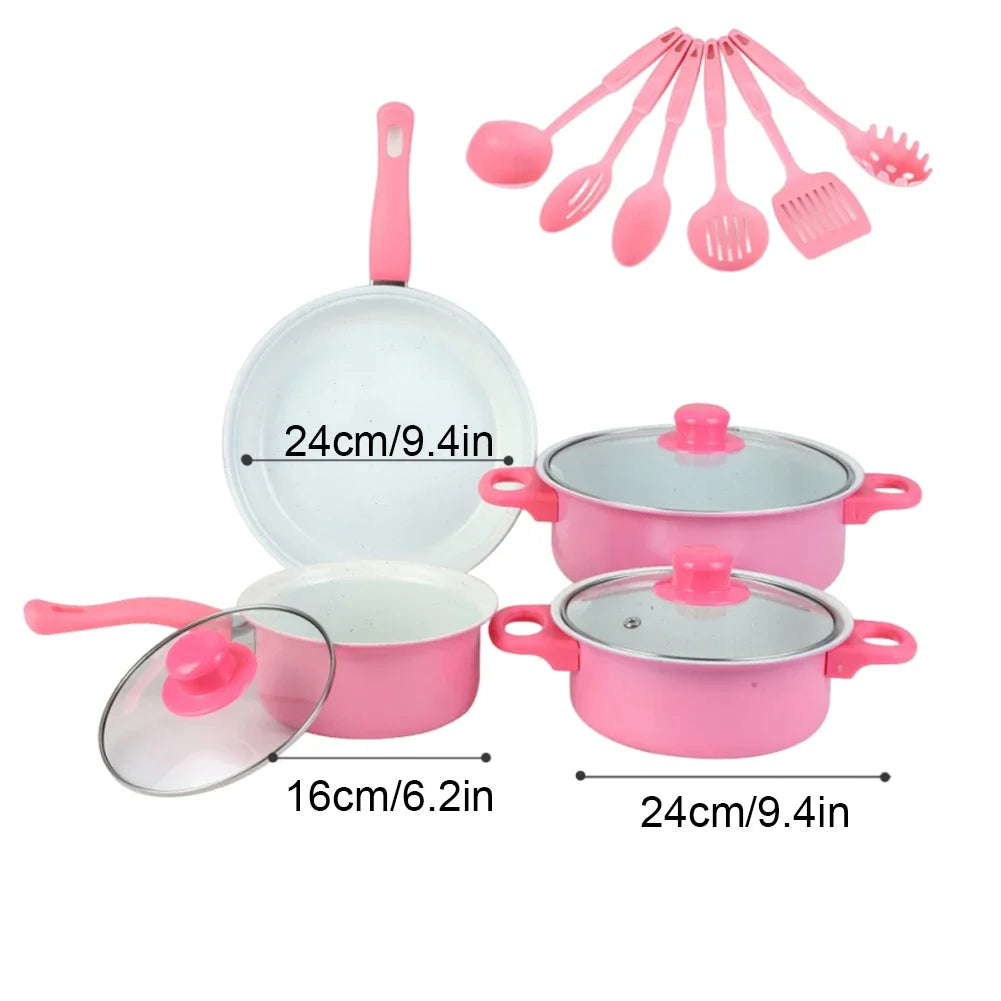 12 pezzi set di pentole antiaderenti pentola per il latte padella in pietra Maifan con coperchio set di pentole impilabili per tutti i tipi di fornelli