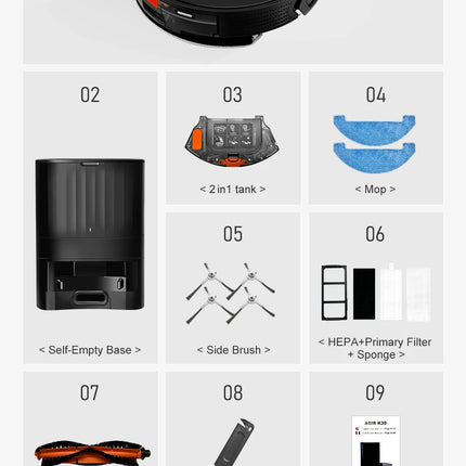 ABIR K30 Robot Vacuum Cleaner, Auto-Emptying Station, Lidar Laser, 6500PA Suction, Multi-Floor Mapping, Wet and Dry Appliance for Smart Home