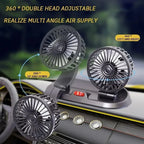 Ventilatore per auto EAFC 5V 12V a doppia testa con raffreddamento ad aria a 360° °   Mini ventilatore portatile USB regolabile per auto, accessori per auto a basso rumore