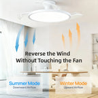 IRALAN Plafoniere con ventilatore Pala del ventilatore retrattile intelligente Ventilatore elettrico domestico dimmerabile con telecomando Luce da soggiorno a LED