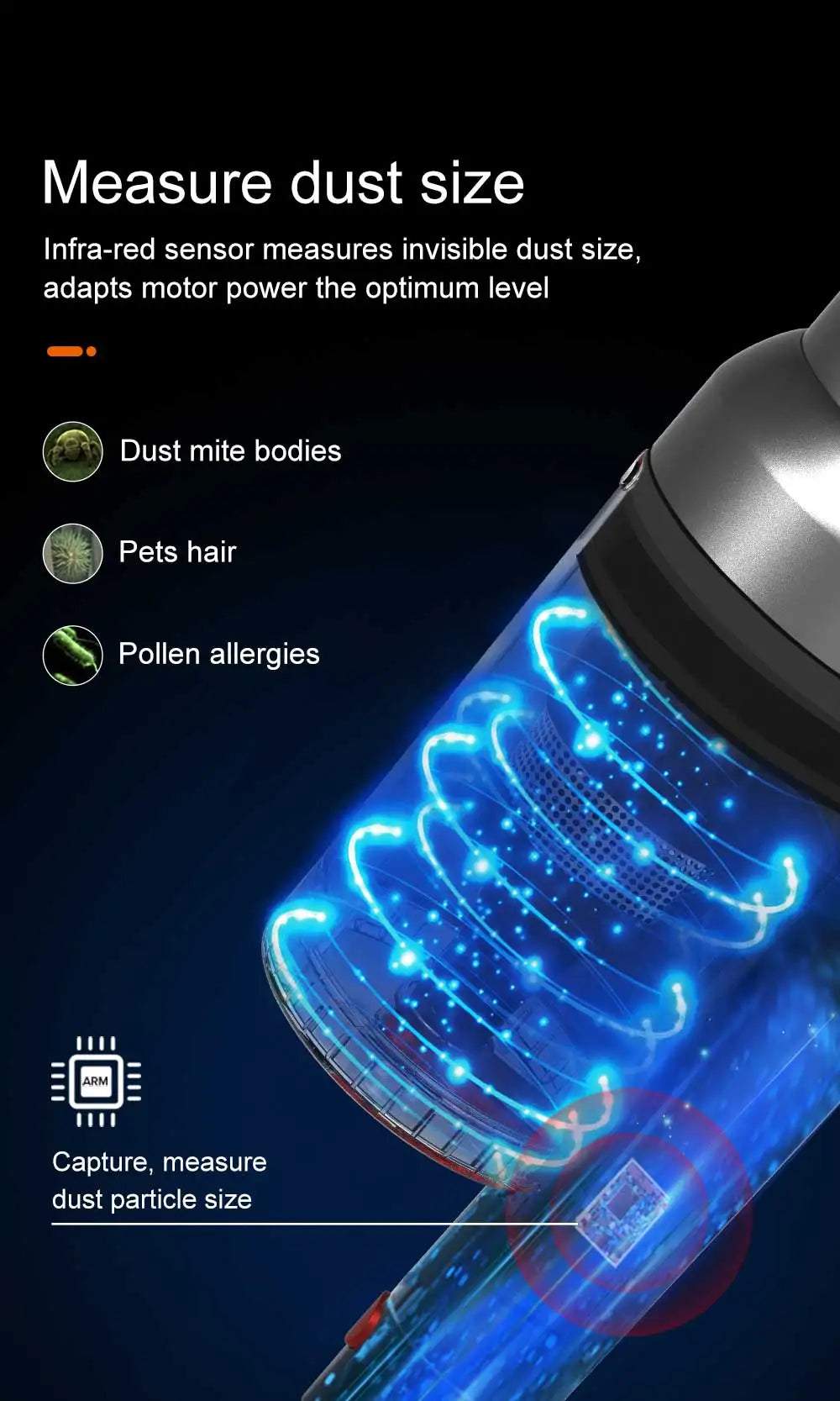 Liectroux i10 kabelloser Handstaubsauger, intelligente Stauberkennung, 250W BLDC, 27Kpa Saugkraft, Farb-Touchscreen, abnehmbarer Akku, 45 Minuten Laufzeit, leichter Stabstaubsauger für Teppiche