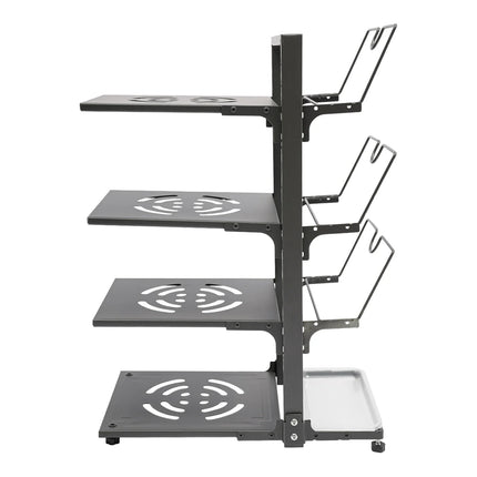 4-Tier Pots and Pans Organizer for Kitchen Cabinet, Gray/Black Space Saving