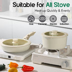 DONNOR 17 Pezzi Set Pentole e Padelle in Alluminio Pressofuso Set di Pentole Antiaderenti Utensili da Cucina Lavabile in Lavastoviglie Supporto a Induzione
