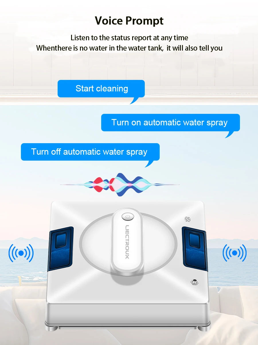 Liectroux YW509 Fensterputzroboter, 4-Wege-Wassersprühsystem, Fensterputzroboter für Glasböden, Glaswände, Fensterstaubsauger, intelligente Navigation, dreifaches Sicherheitssystem