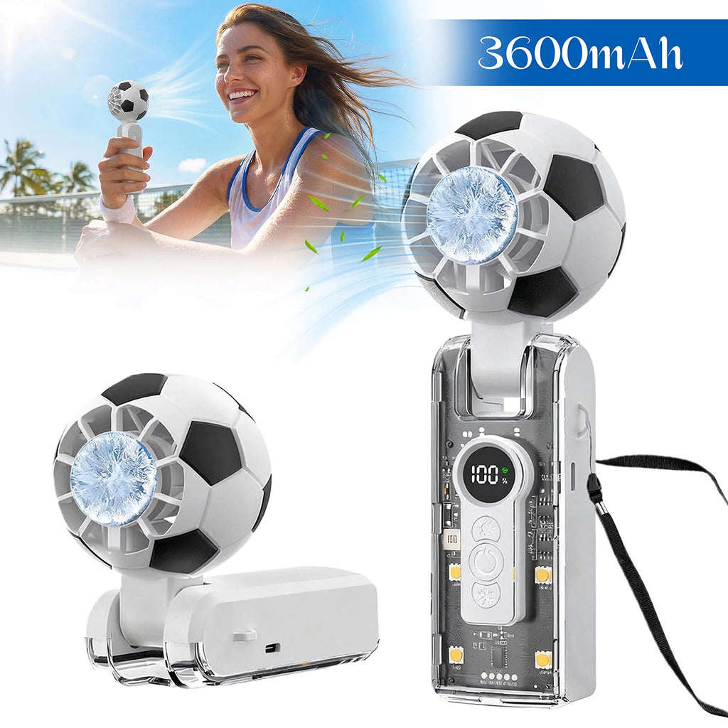 Ventilatore Portatile Turbo a 5 Velocità con Batteria Ricaricabile da 3600mAh e Display Digitale