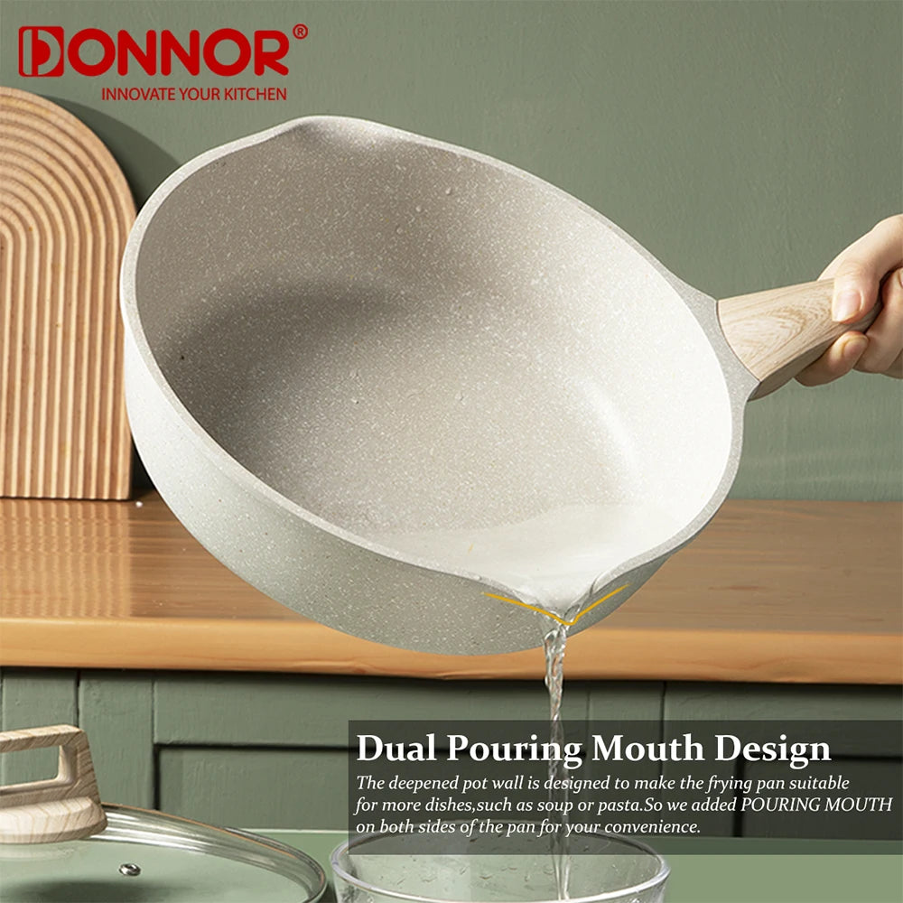 DONNOR Padella con coperchio Padella antiaderente a induzione Padella per uova in granito Padelle per frittata con manico resistente al calore JT280