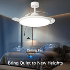 Ventilatore da Soffitto Semplice con Luce, Moderno Ventilatore Elettrico Intelligente con Pale Retrattili, Telecomando e Lampada Dimmerabile