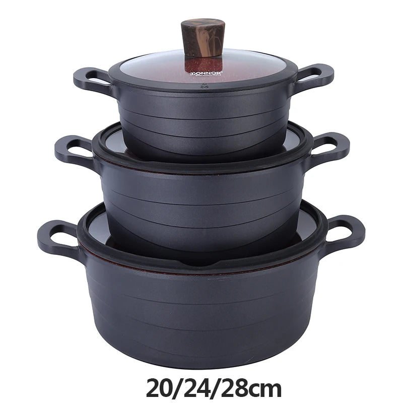 DONNOR 15 Pezzi Pentole e Padelle in Ceramica Set di Pentole Sane Antiaderenti Set da Cucina Set da Cucina con Padella a Induzione RV Set JT530