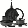 Set di pentole e padelle da 15 pezzi antiaderenti, set di pentole con manico staccabile, set da cucina antiaderente per camper, manici rimovibili,