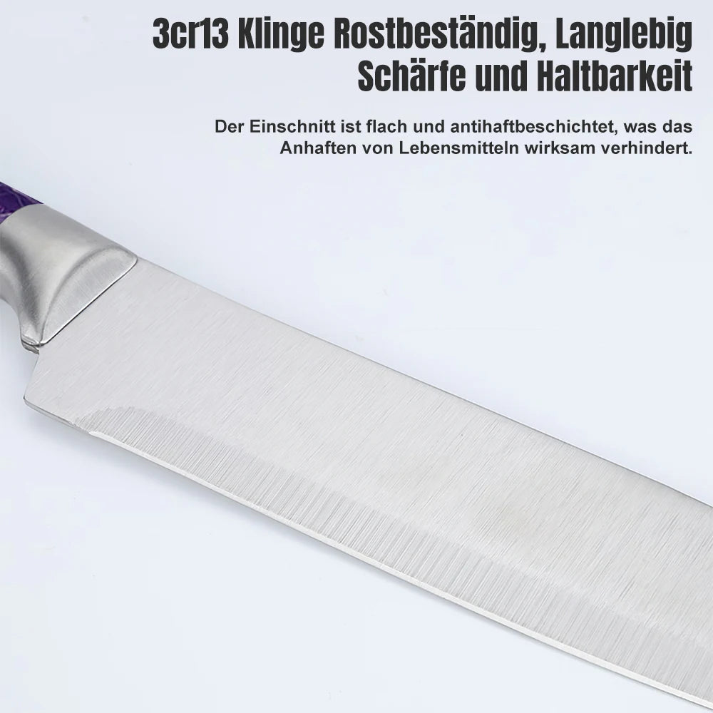 DFITO 6-teiliges ultra-scharfes 3Cr13 Küchenmesserset aus Edelstahl mit Hohlgriff, professionelle Haushaltsmesser für Fleisch/Gemüse