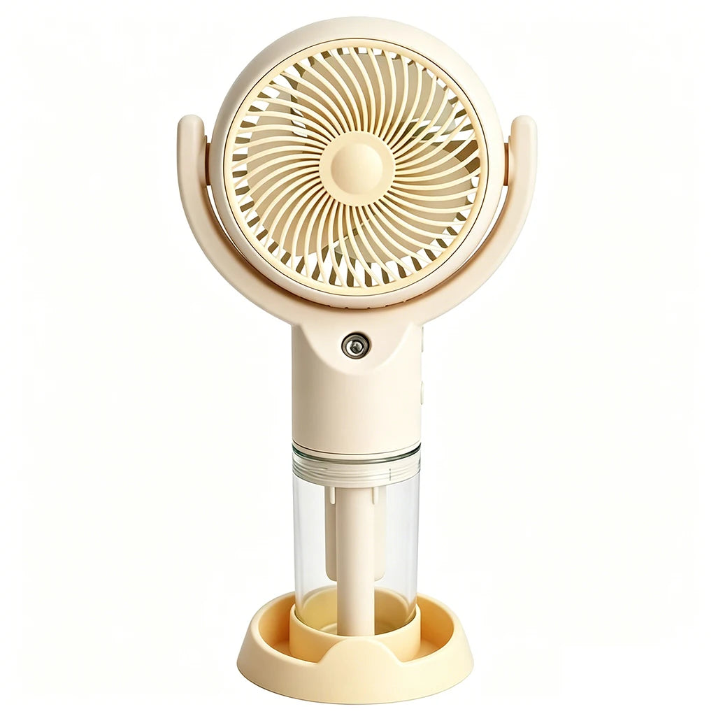 Ventilatore portatile a spruzzo, potente mini ventilatore da tavolo USB, flusso d'aria a 3 velocità, perfetto per casa, ufficio, camera da letto e viaggi all'aperto.