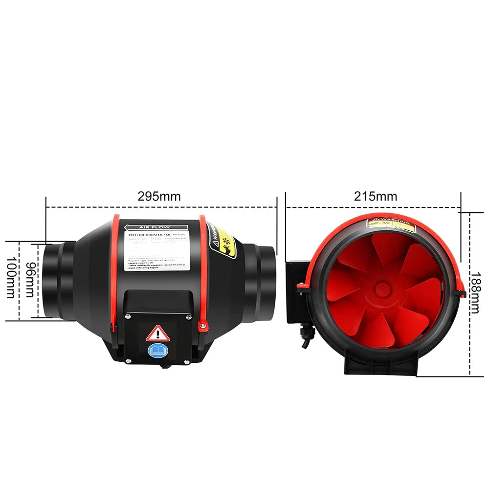 Ventilatore per condotto regolabile da 100 mm, ventilatore da incasso, aspiratore silenzioso da 310 m³/h con telecomando per bagno, toilette, cucina, serra, tenda, garage
