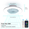 Ventilatore da soffitto da 100W con luce, controllo remoto tramite APP, lampada a LED dimmerabile a 360° °   Luce di sfondo RGB silenziosa girevole a 6 velocità per la casa