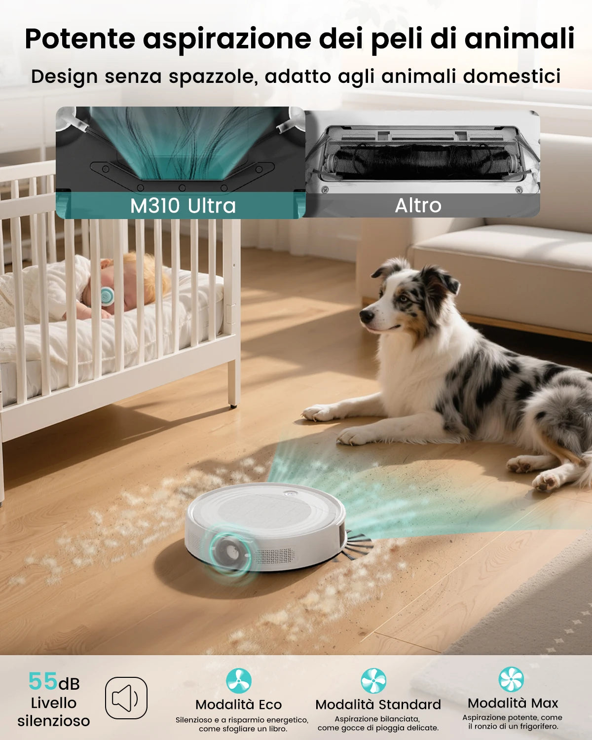 LEFANT M310 Ultra Saug- und Wischroboter, 6000Pa Saugkraft, ToF-Navigation mit 190° PSD-Sensor, 170 Min. Laufzeit, APP/Alexa-kompatibel, ideal für Tierhaare und Hartböden