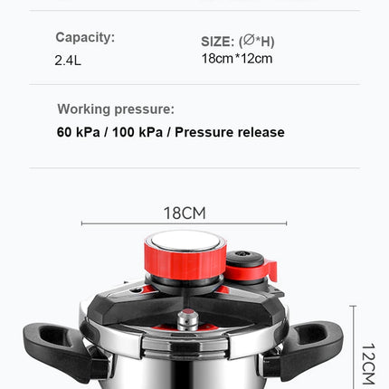 Fenghui 2.4L CE Certified 304 Stainless Steel Explosion-Proof Energy-Saving Mini Pressure Cooker 3 Adjustable Pressure Levels