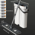 JOYBOS 40cm Flachwischmopp-Set „Hands Free“ mit Eimer, rotierender Bodenreiniger, waschbare Mikrofaser für Bad, WC und Zuhause