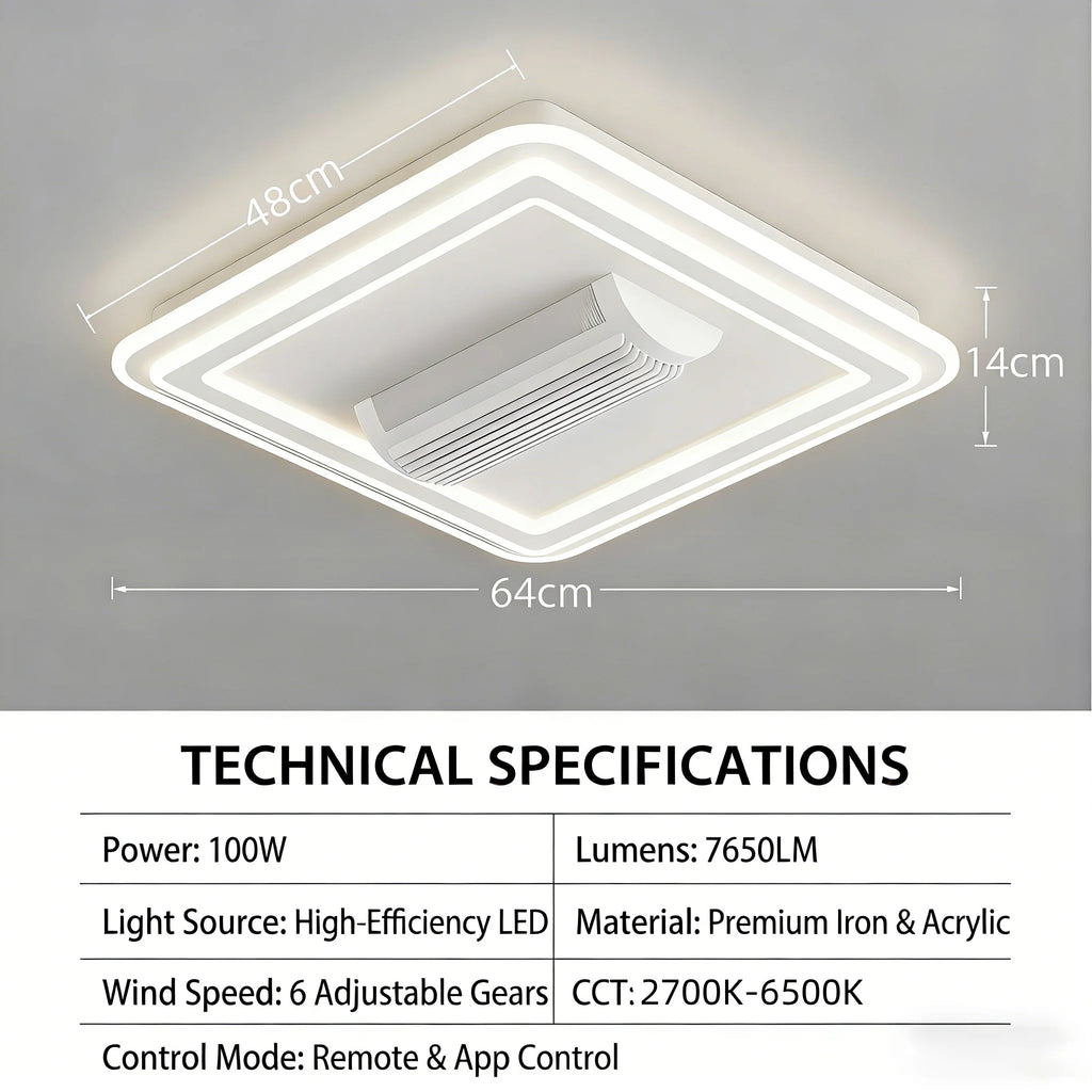 IRALAN LED Ventilatore da soffitto invisibile senza lama Smart Home Illuminazione infinitamente regolabile Decorazione Soggiorno Camera da letto Lampada da interno