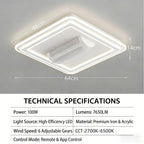 IRALAN LED Ventilatore da soffitto invisibile senza lama Smart Home Illuminazione infinitamente regolabile Decorazione Soggiorno Camera da letto Lampada da interno