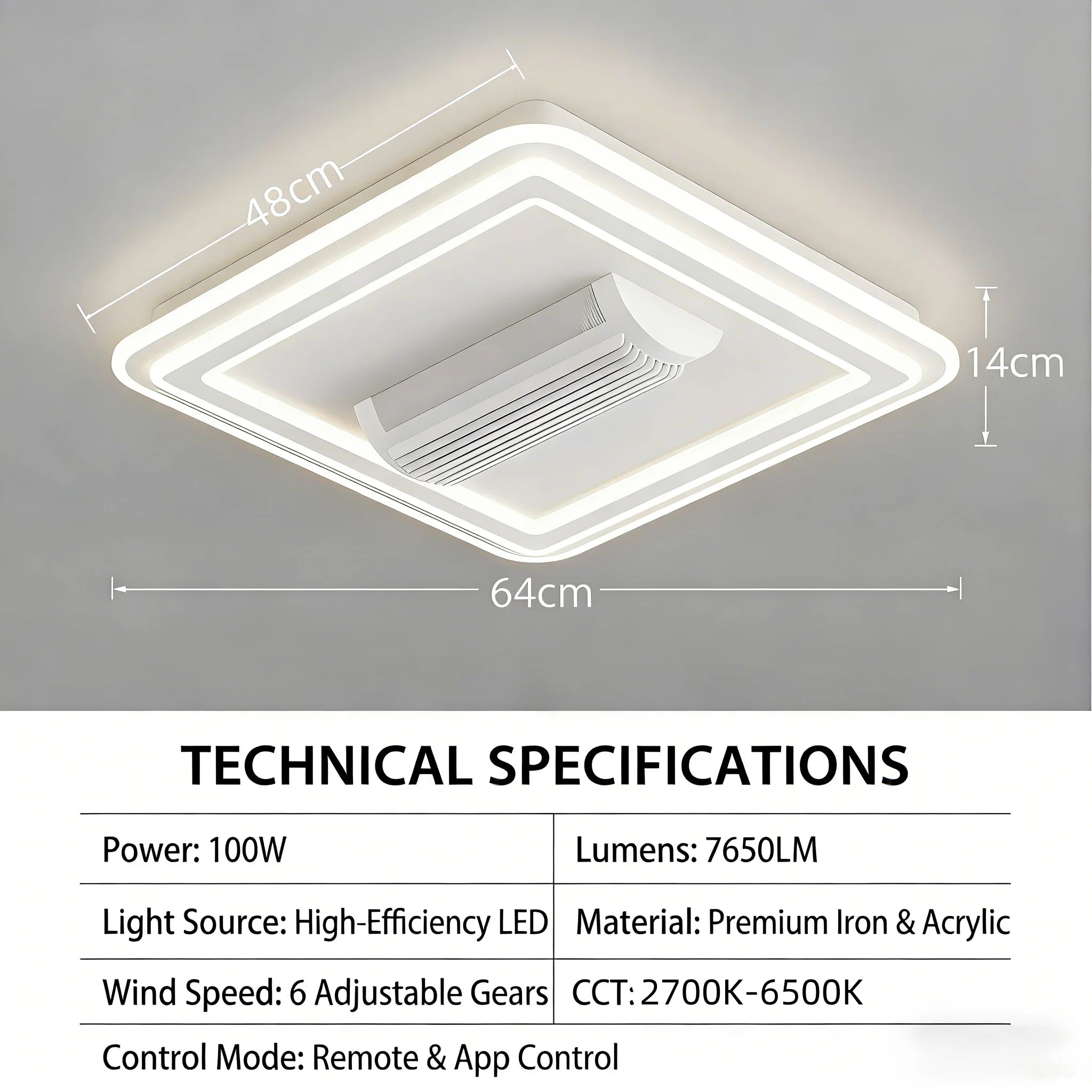 IRALAN LED Ventilatore da soffitto invisibile senza lama Smart Home Illuminazione infinitamente regolabile Decorazione Soggiorno Camera da letto Lampada da interno