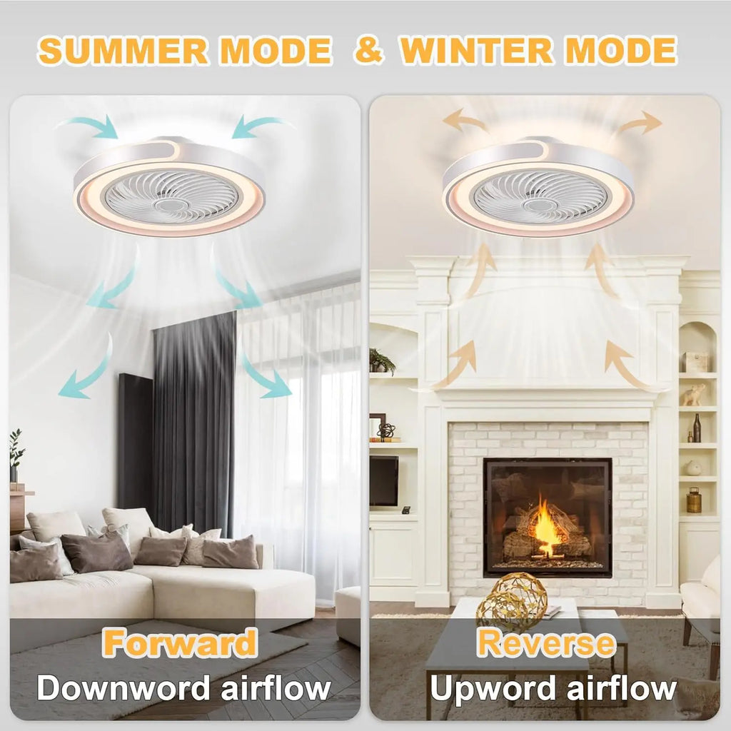 Ventilatore da soffitto LED con telecomando e APP, dimmerabile, 6 velocità, 50x20 cm, Tetipa