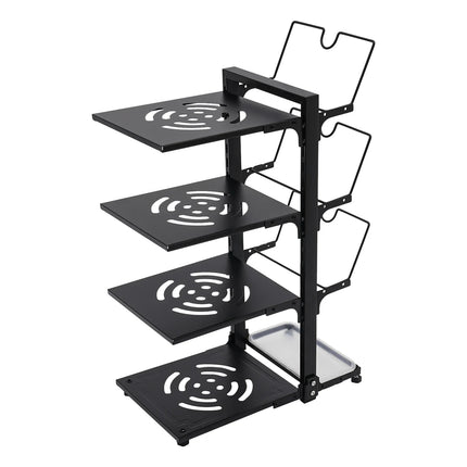4-Tier Pots and Pans Organizer for Kitchen Cabinet, Gray/Black Space Saving