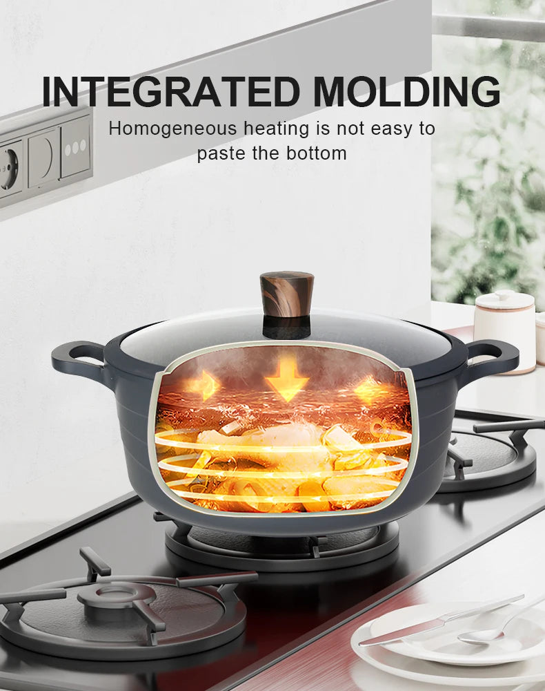 Donnor Set di pentole da 15 pezzi Set di pentole antiaderenti serie Wave Casseruola con rivestimento in granito Utensili da cucina senza fumo
