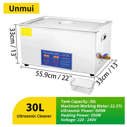 Digital Ultrasonic Cleaner 2L/3L/6L/10L/15L/30L with Heater, 40KHZ Stainless Steel Ultrasonic Cleaning Machine, Household Appliance