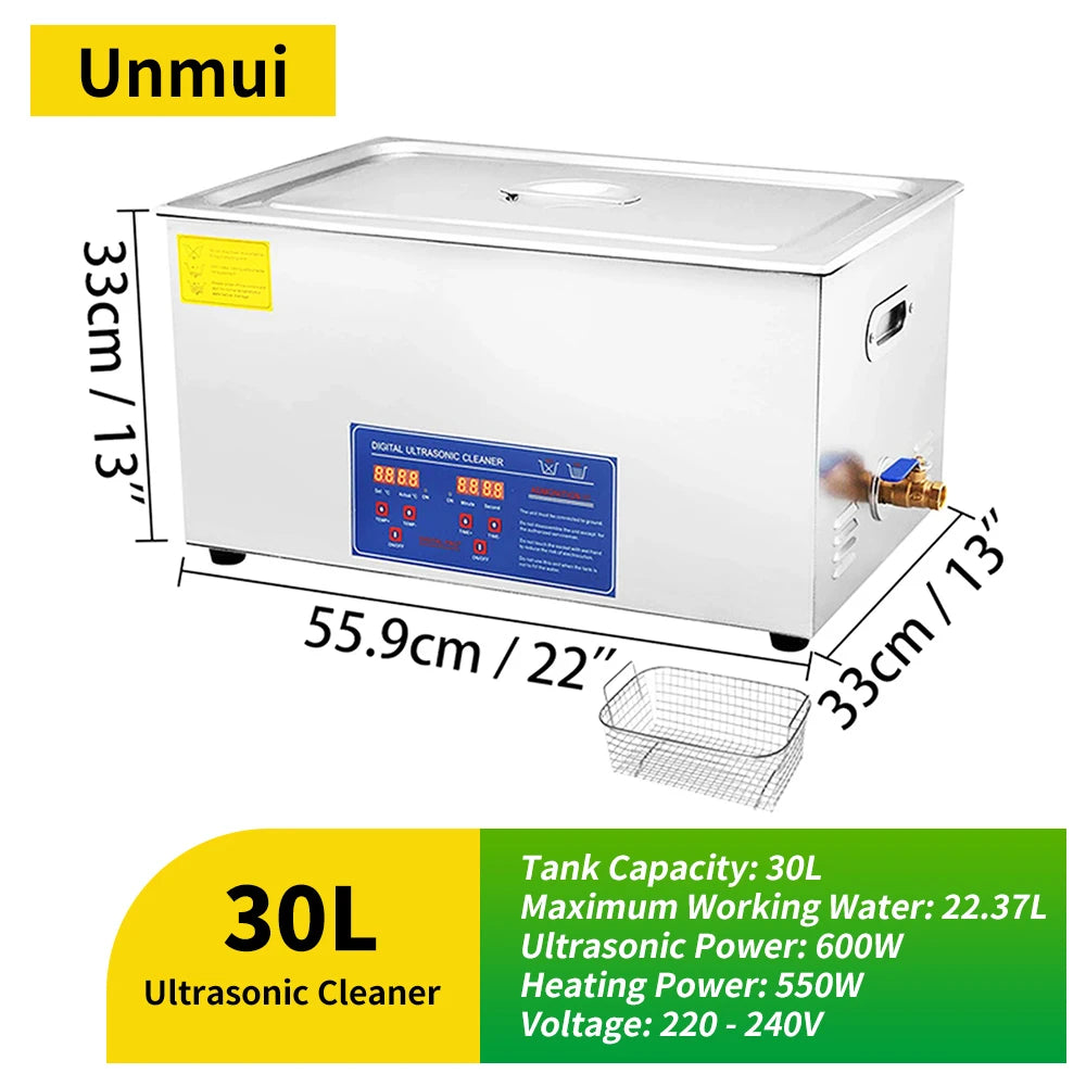 Digitaler Ultraschallreiniger 2L/3L/6/10/15/30L mit Heizung, 40KHz Ultraschallreinigungsgerät aus Edelstahl, Haushaltsgerät