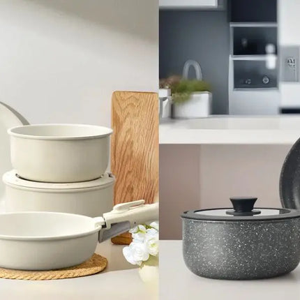 Set di pentole GIYOCA con manici rimovibili, antiaderenti in ceramica, senza PFOS e PFOA, adatti per induzione/forno/lavastoviglie, compatibili con tutti i tipi di fornelli, idea regalo per la cucina.