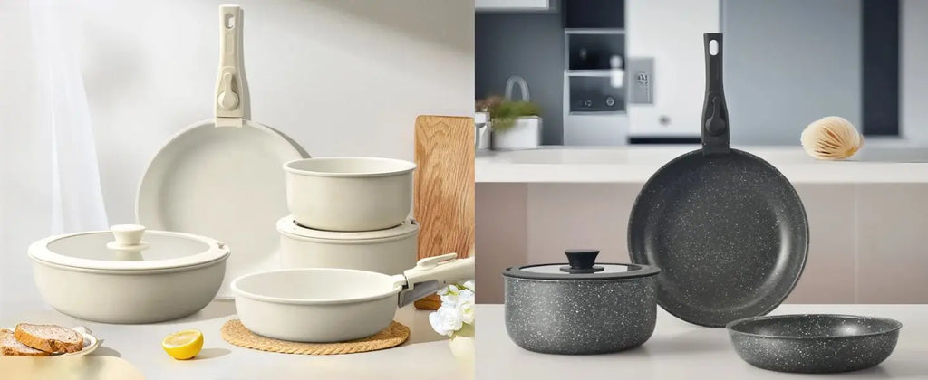 Set di pentole GIYOCA con manici staccabili, antiaderenti in ceramica, senza PFOS e PFOA, adatti per induzione/forno/lavastoviglie, compatibili con tutti i tipi di fornelli, idea regalo per la cucina.