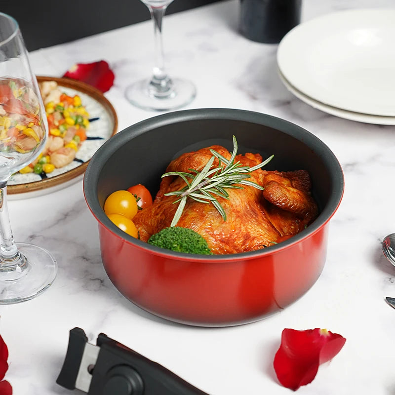 COOKER KING Set di Padelle Antiaderenti con Manico Rimovibile, Rivestimento per Alimenti, Pentola per Cottura a Induzione, Padella per Bistecche e Omelette