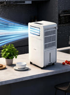 Condizionatore d'Aria Portatile Senza Tubo di Scarico, Compressore Potenziato, Facile Installazione, Ruote Mobili, Mini AC