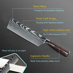 ZENG Professionelles 7-Zoll-Kochmesser – ultrascharf und langlebig, Edelstahl mit Holzgriff und lasergravierter Damast-Optik, mit Geschenkbox