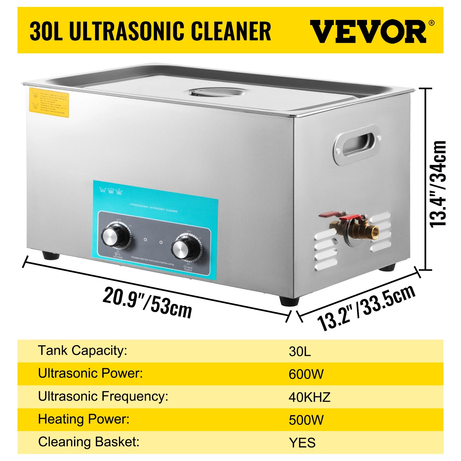 SucceBuy 3L 6L 10L 15L 22L 30L Elektrischer Ultraschallreiniger Tragbare Waschmaschine Ultraschall-Geschirrspüler für Zuhause und Büro