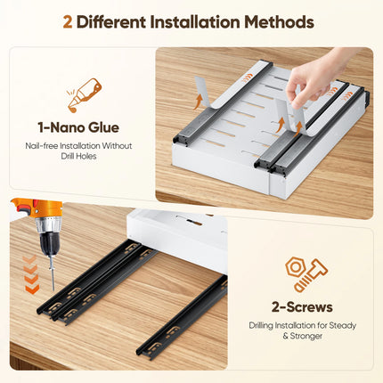 1/2PCS Pull Out Cabinet Organizer Kitchen Shelf No-punching Expandable Sliding Drawers for Kitchen Cabinet, Pantry, Bathroom