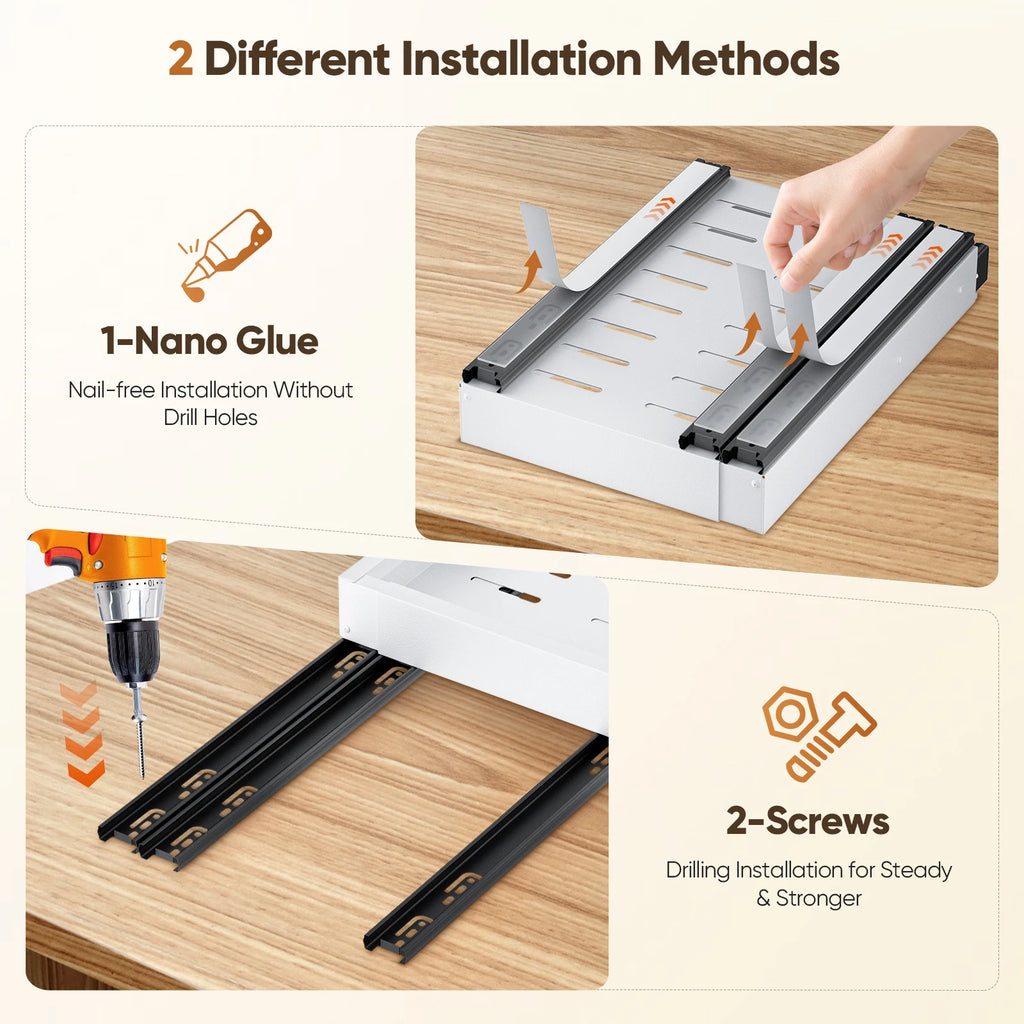 1/2PCS Scaffale da cucina Organizzatore per armadio estraibile Senza punzonatura Cassetti scorrevoli espandibili per armadio da cucina, dispensa, bagno