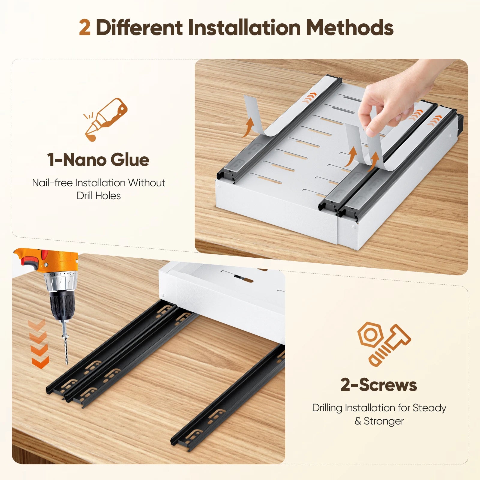 1/2PCS Scaffale da cucina Organizzatore per armadio estraibile Senza punzonatura Cassetti scorrevoli espandibili per armadio da cucina, dispensa, bagno