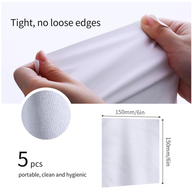 K&F Concept Set of 5 Microfiber Cleaning Cloths Individually Vacuum-Packed for Camera Lenses/iPhone/Computer/iPad/LED Screens/Eyeglasses