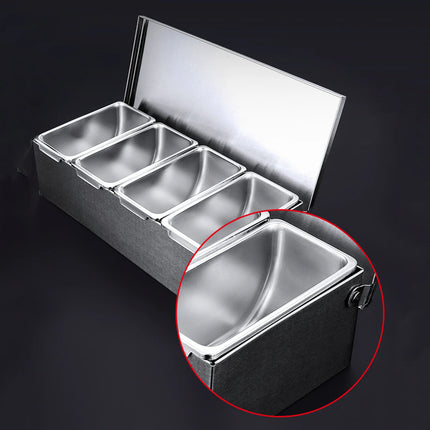 Silver Stainless Steel Fruit Box with 4 Compartments Household Fruit Storage Box Seasoning Box for Kitchens Restaurants Bars