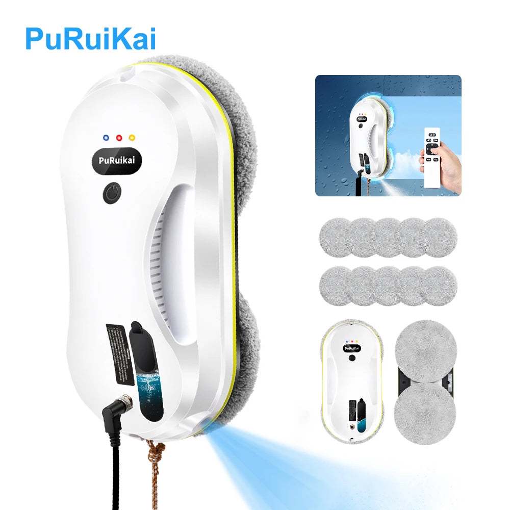 PuRuiKai Fensterputzroboter Automatische Reinigung mit intelligenter Routenplanung, 5600 Pa Saugleistung, Kantenerkennungstechnologie