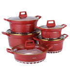 DONNOR 10PCS Set di Pentole a Induzione Lavabile in Lavastoviglie Pentole Antiaderenti con Coperchi in Vetro per Zuppa di Pasta Stufato JT528