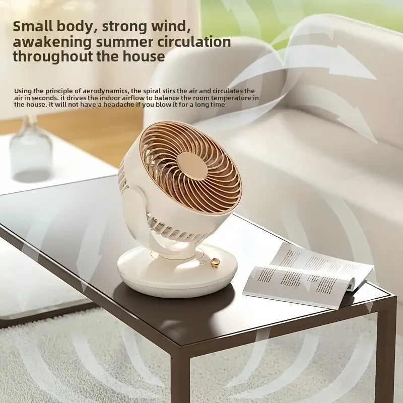 Ventilatore da tavolo ricaricabile con oscillazione, 3 velocità, USB, silenzioso, alimentato a batteria Bianco Verde