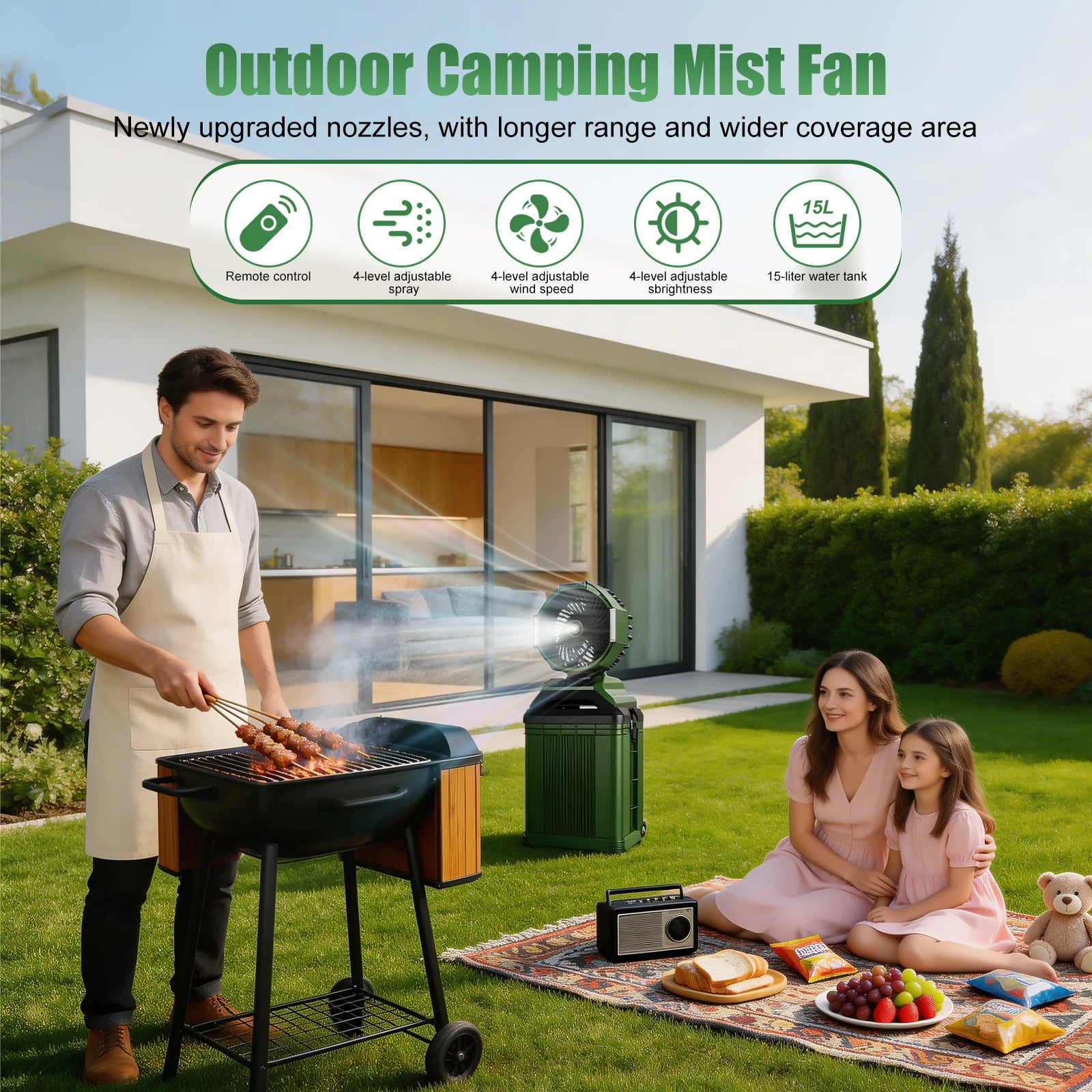 Condizionatore d'aria mobile 3 in 1: raffreddamento, deumidificazione e ventilazione; 2 livelli di velocità del ventilatore; modalità sleep; funzionamento silenzioso a 55 dB