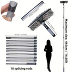 1 pz 2-in-1 pulitore per finestre a molti piani riutilizzabile tergipavimento e asta estensibile per lavaggio del vetro bordo in acciaio inossidabile