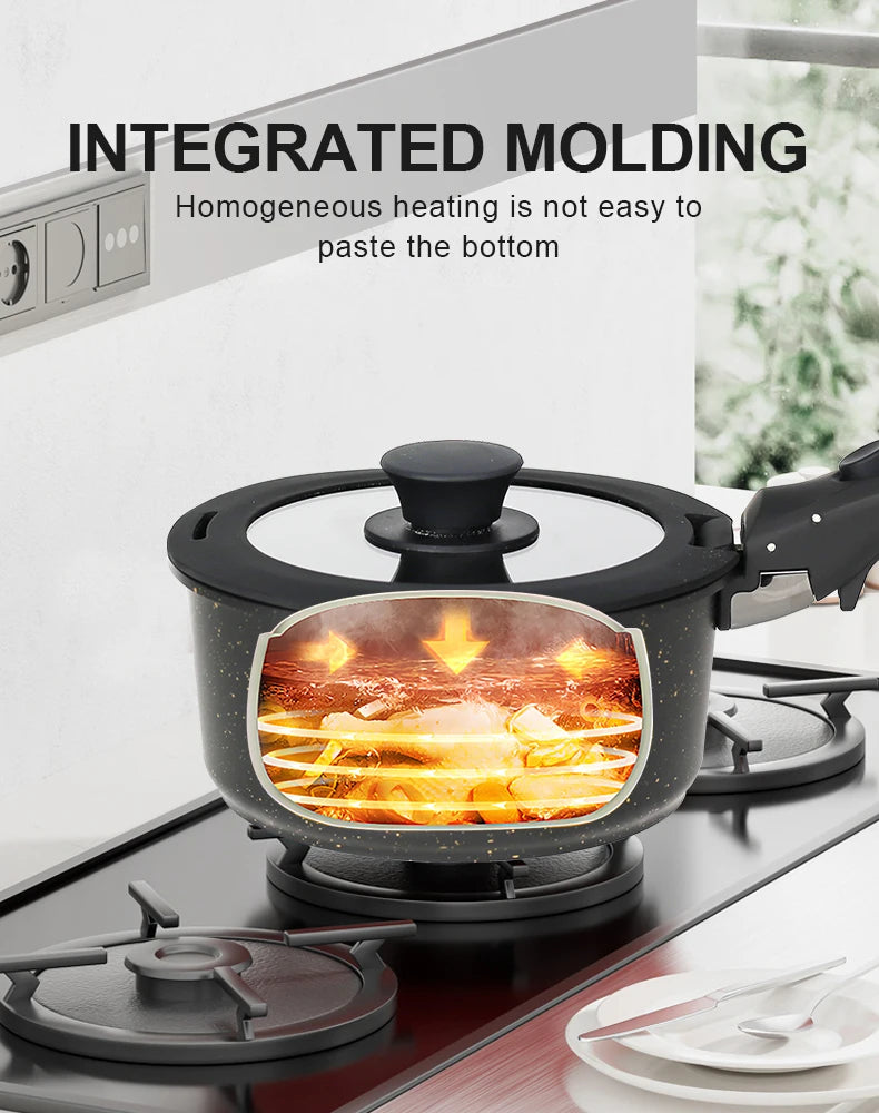 DONNOR 17 Pezzi Set Pentole e Padelle in Alluminio Pressofuso Set di Pentole Antiaderenti Utensili da Cucina Lavabile in Lavastoviglie Supporto a Induzione