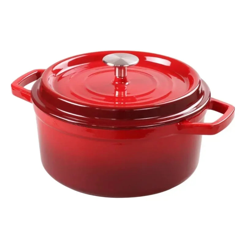 Pentola per zuppa domestica Pentola smaltata con coperchio Smalto ceramico Resistente al calore Due orecchie Pentola antiaderente Fornello a induzione a gas Utensili da cucina