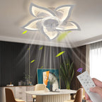 Jelena Ventilatori da soffitto da incasso Luci da ventilatore a LED a forma di fiore semplice con telecomando Camera da letto Nero Bianco Ventilatore a LED a 6 velocità