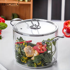 KEMORELA 1 STÜCK Glas Topf 2.5L/3.5L Hitzebeständiger Simmertopf Doppelgriff Töpfe mit Topfdeckel Borosilikatglas-Kochgeschirr