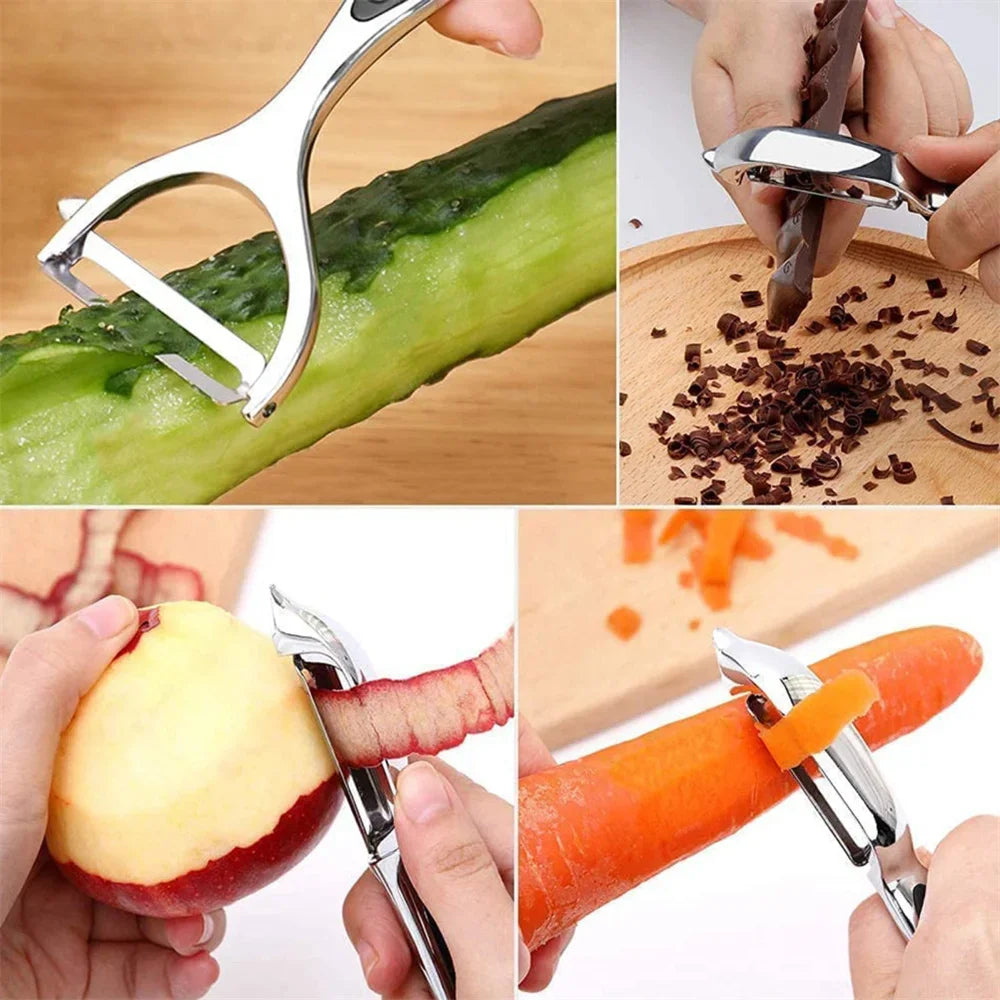 Edelstahl-Sparschäler Multifunktions-Sparschäler Karottenreibe Obstwerkzeuge Küchenzubehör Gourmet-Schäler Bar