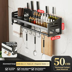 Mensola da cucina senza fori, portacoltelli multifunzionale da parete, accessori per l'organizzazione domestica a parete